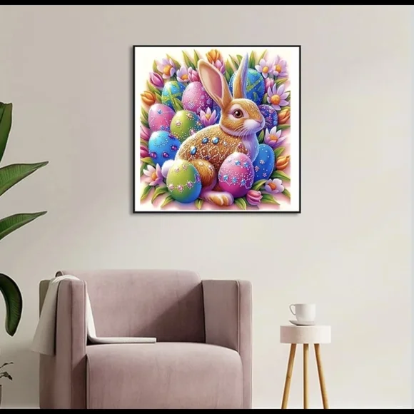Easter Egg Bunny Spring Flowers 5D Diamond Painting Kit New - Picture 4 of 7